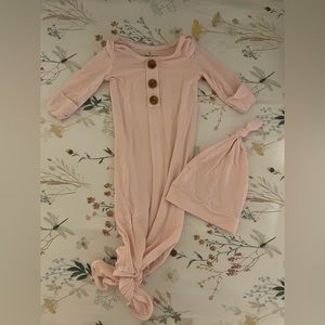 Caden Lane baby gown and hat